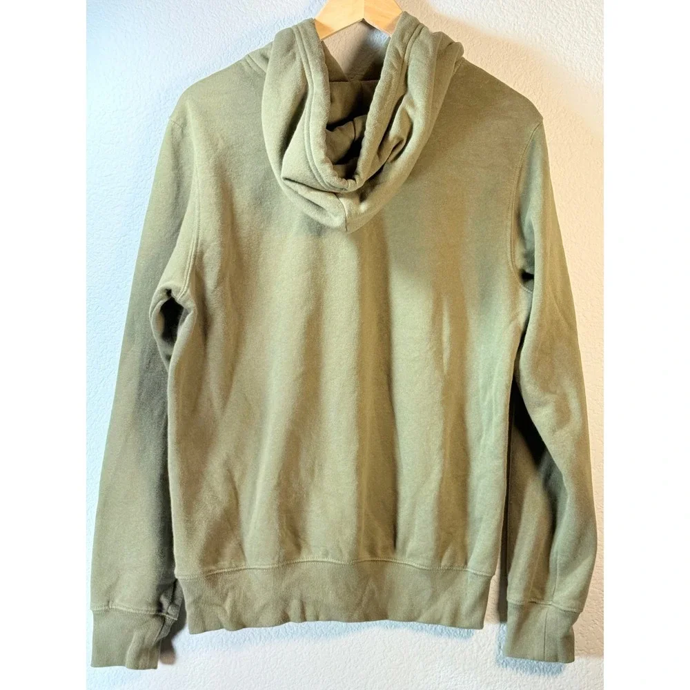 North Face Mens Medium Olive Green Logo Pullover Hoodie Kangaroo Pocket